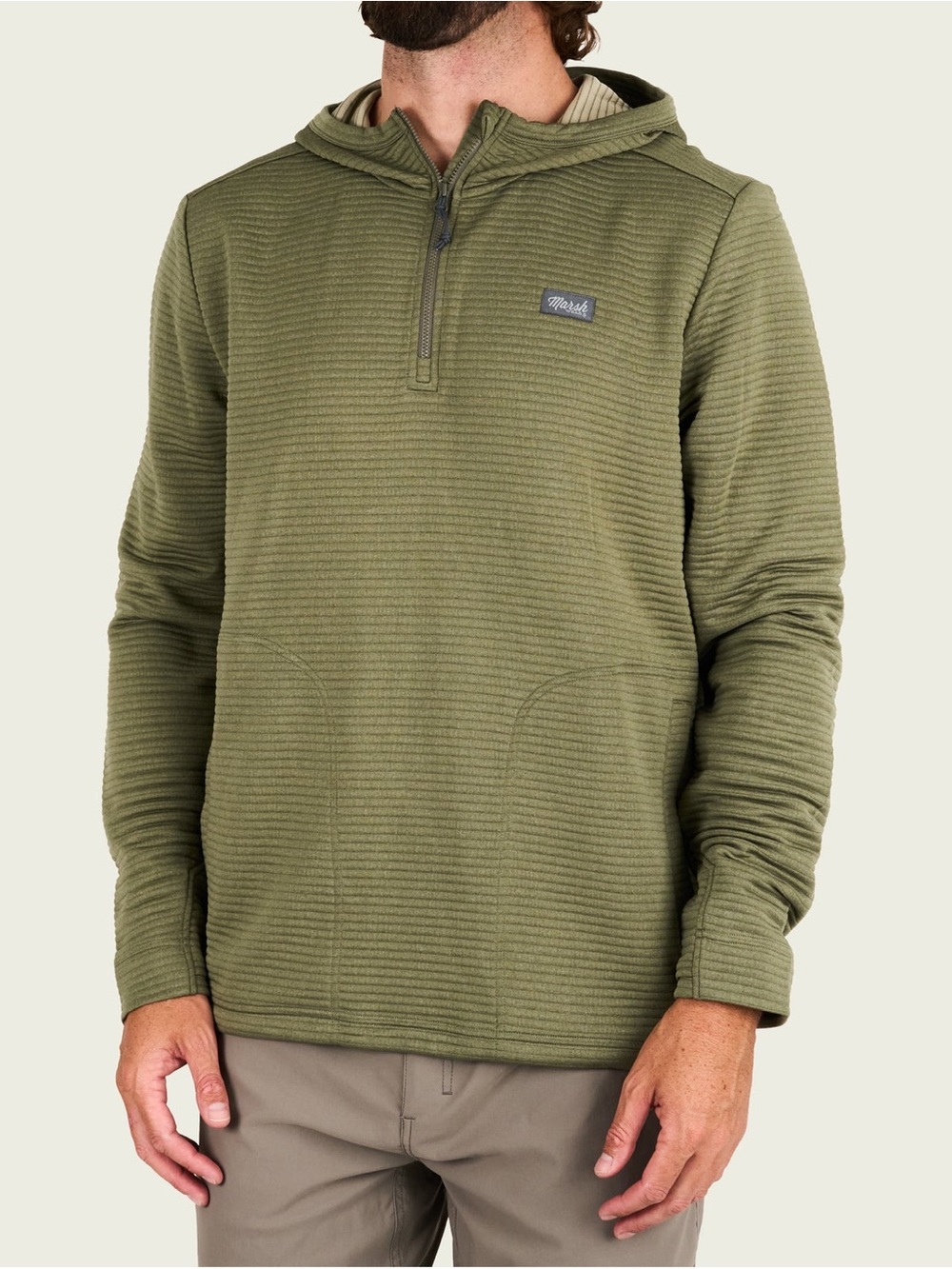 Marsh Wear Men’s Size Medium Sullivan Tech Hoodie Fossil Green Quilted Layering